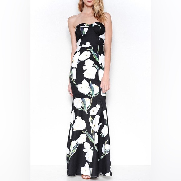 Contrast Floral Print Gown - Picture 2 of 5